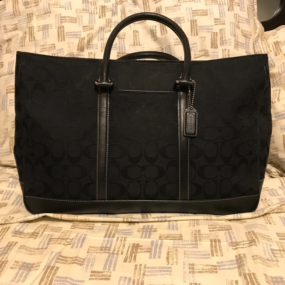 Coach Signature Carryall Satchel Handbag - BLACK